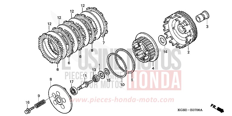 CLUTCH for Shadow VT125C CARNELIAN RED METALLIC (R296) from 2004